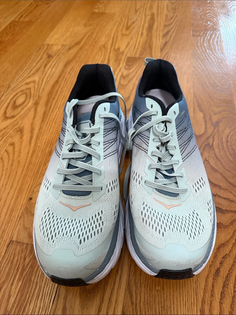 Hoka Clifton 6 Women's Running Shoes - Light Blue with Peach Accents